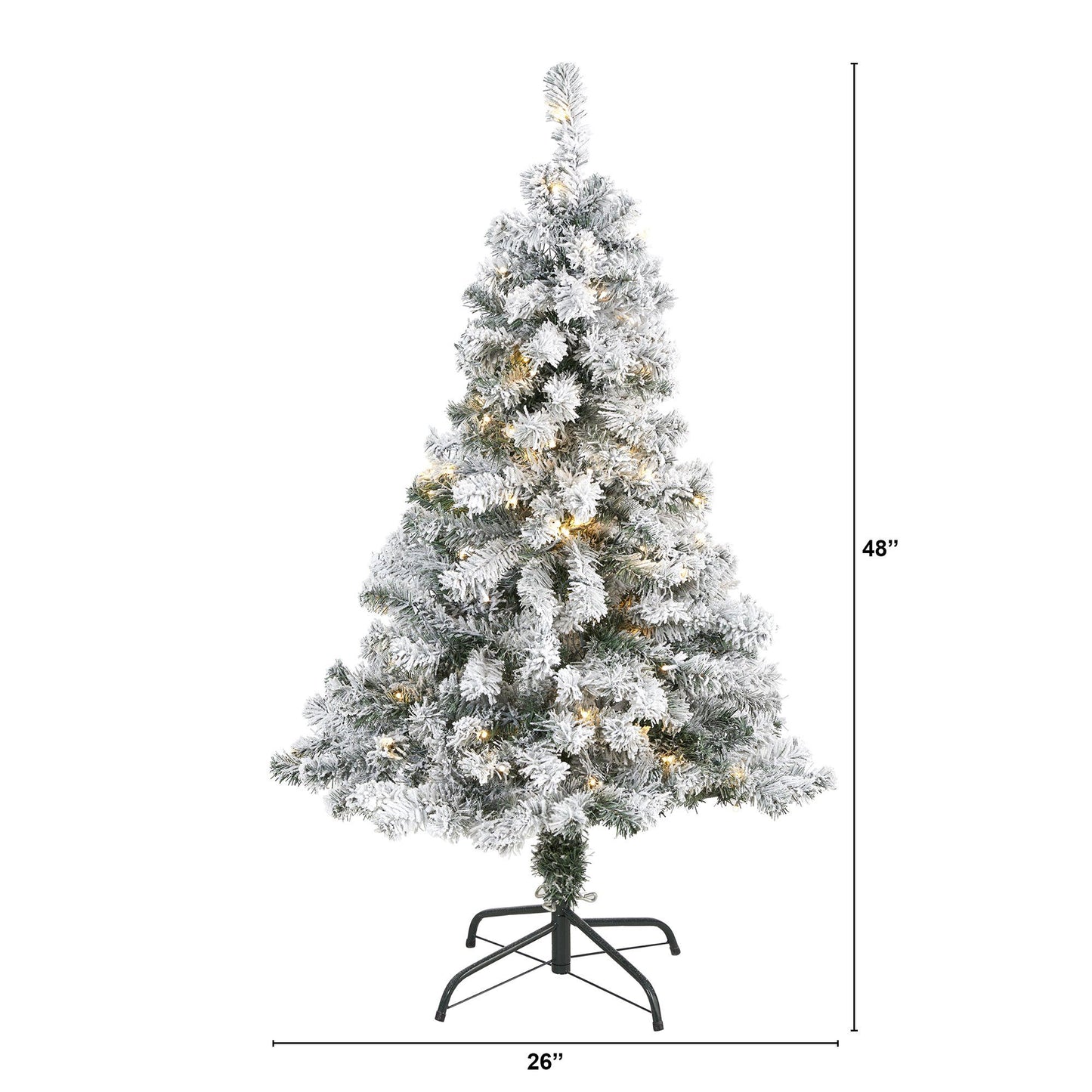 Sapin de Noël artificiel Rock Springs floqué de 4 pi avec 100 lumières LED transparentes