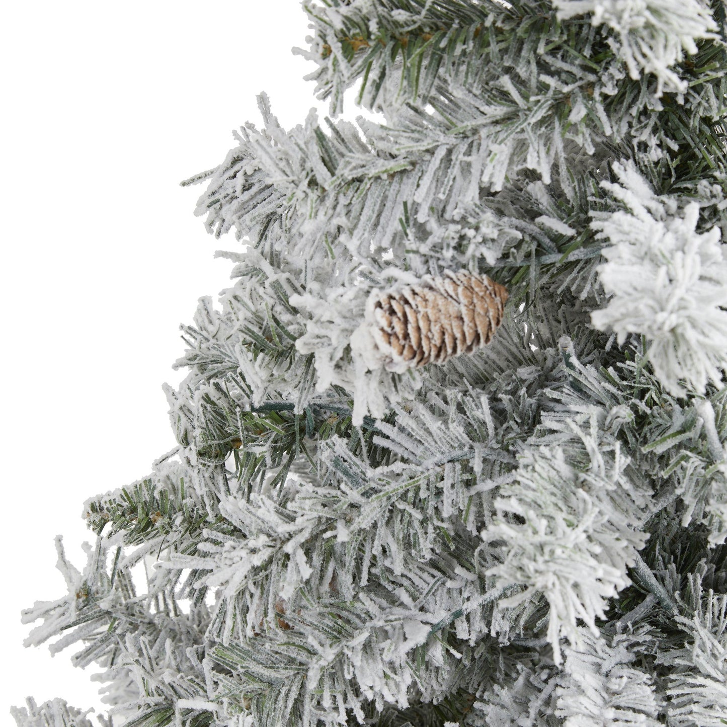 4' Flocked White River Mountain Pine Artificial Christmas Tree with Pinecones