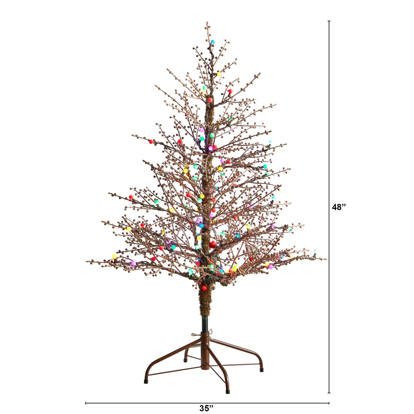 Sapin de Noël artificiel avec brindilles de baies givrées de 4 pi