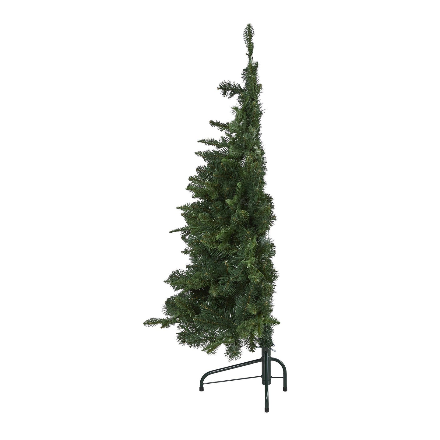 Árbol de Navidad artificial de abeto Grand Teton de 4 pies con parte posterior plana, 90 luces LED transparentes y 369 ramas flexibles