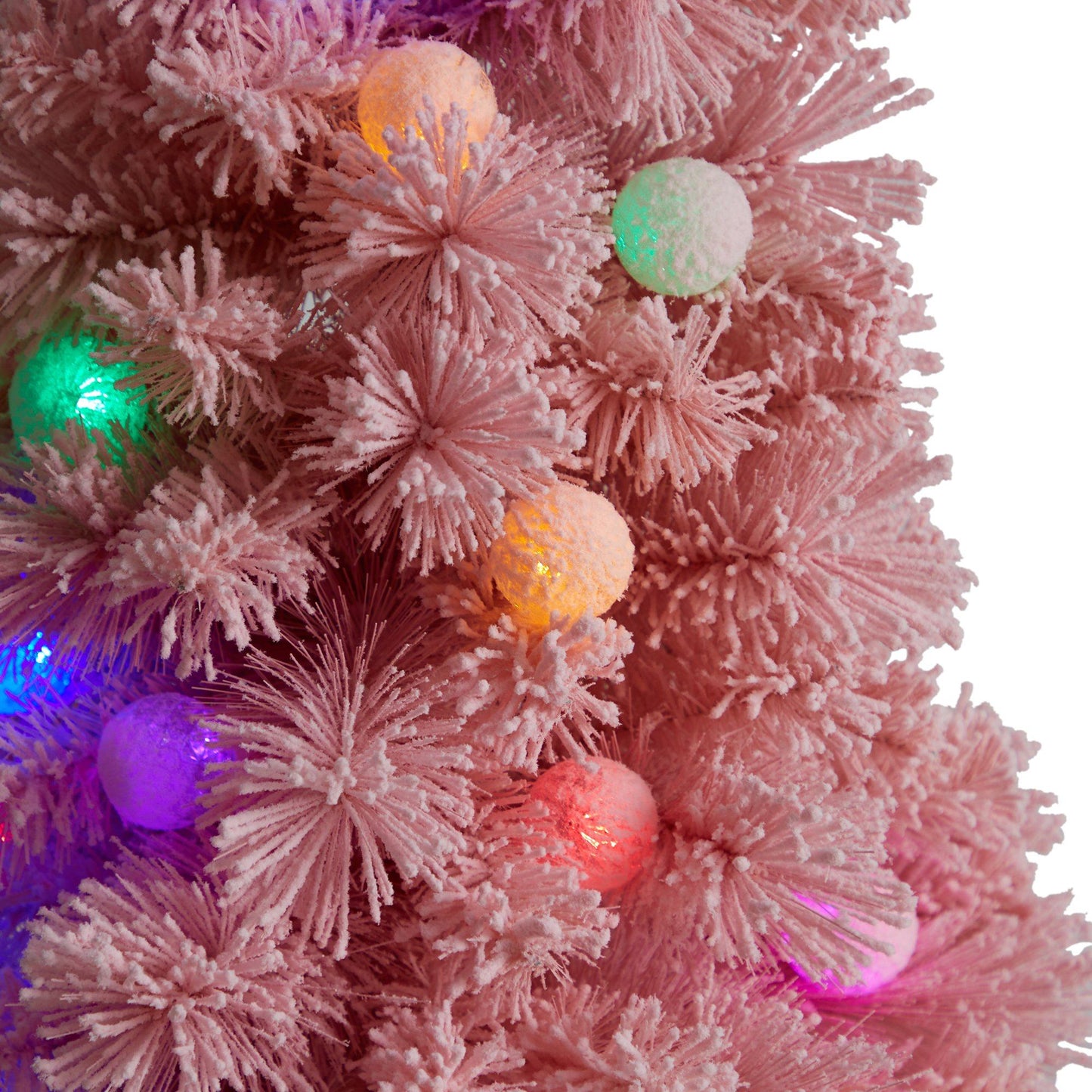 4’ Holiday Frosted Pink Cashmere Christmas Tree with 30 Jumbo Multicolored Globe LED Lights