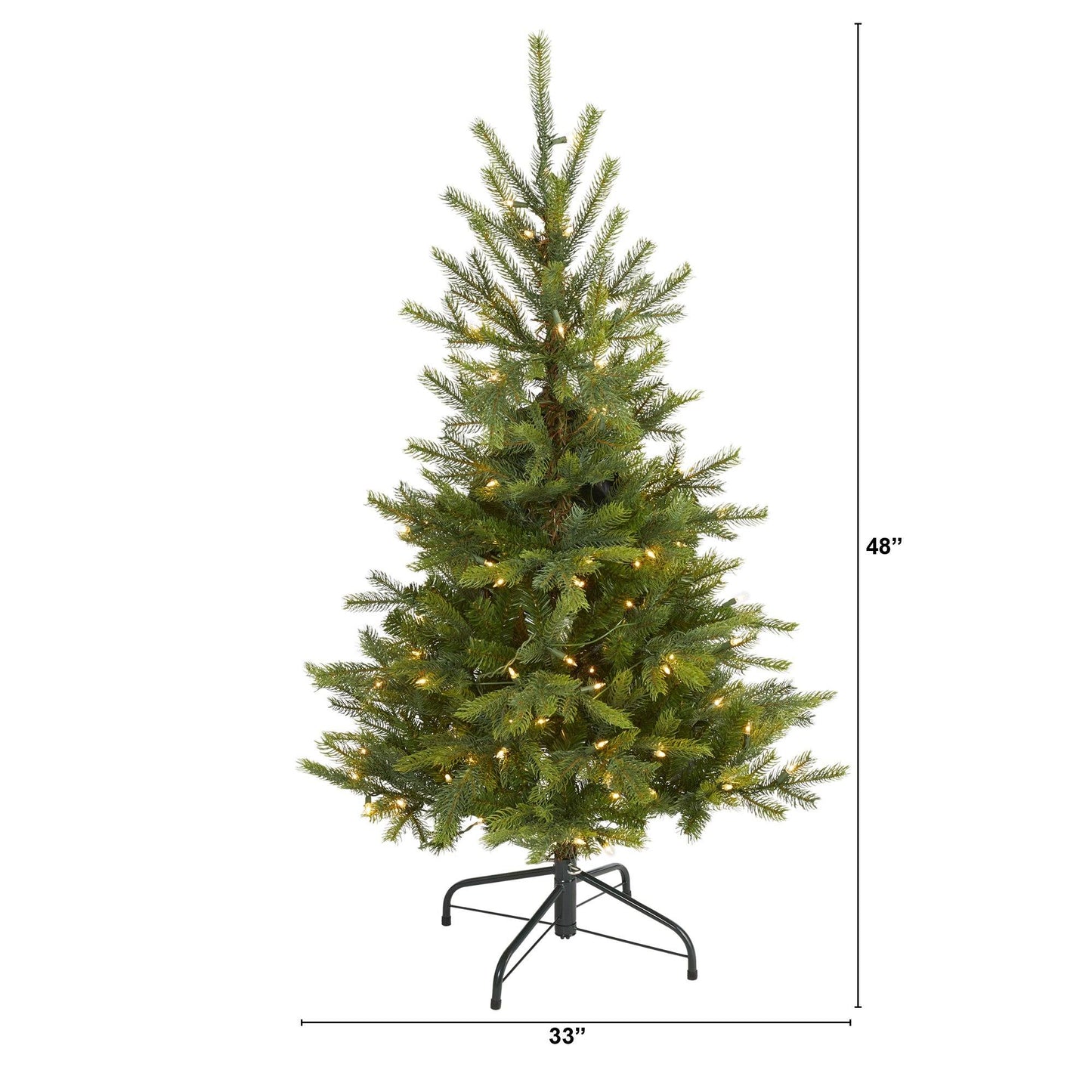 4’ North Carolina Spruce Artificial Christmas Tree with 100 Clear Lights and 207 Bendable Branches - Green - Nearly