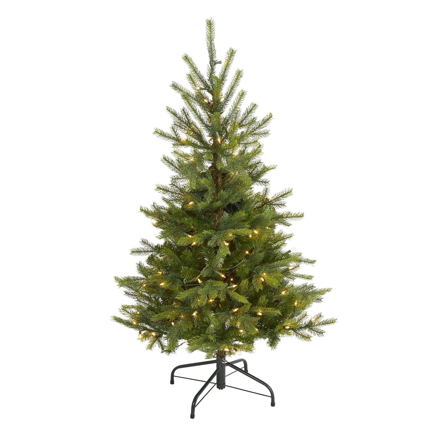 4’ North Carolina Spruce Artificial Christmas Tree with 100 Clear Lights and 207 Bendable Branches - Green - Nearly