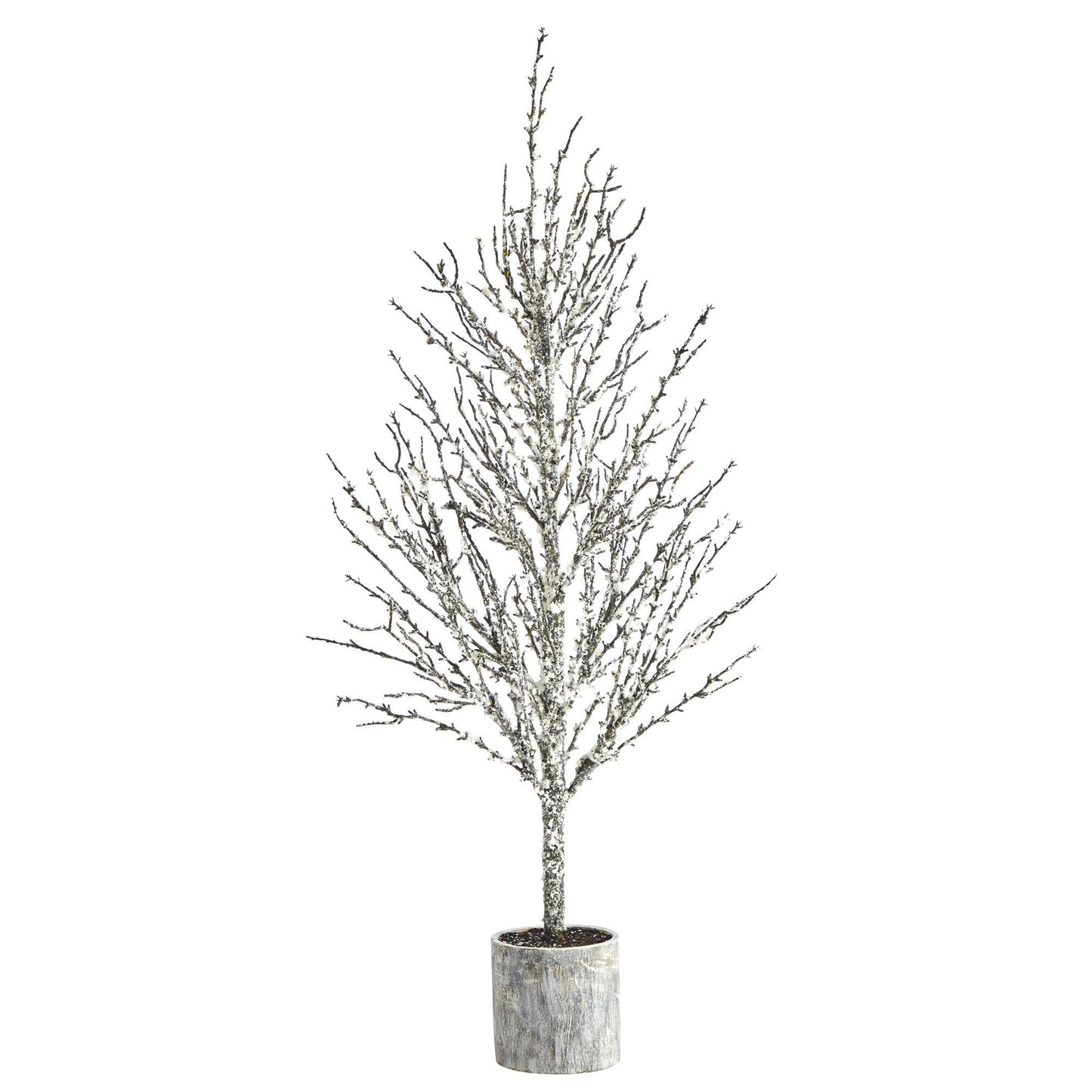 Árbol de Navidad artificial con ramitas nevadas de 4 pies en maceta decorativa