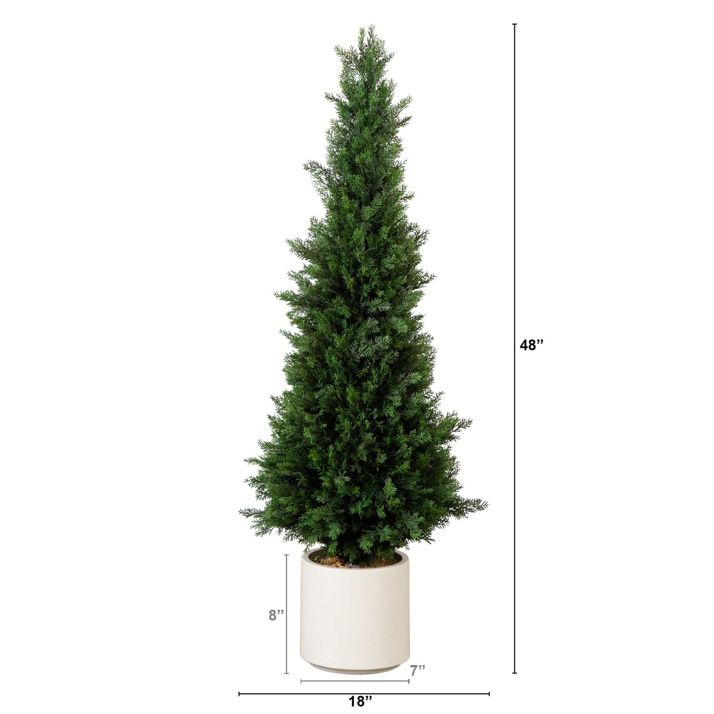 4’ UV Resistant Artificial Cedar Tree in Decorative White Planter (Indoor/Outdoor)