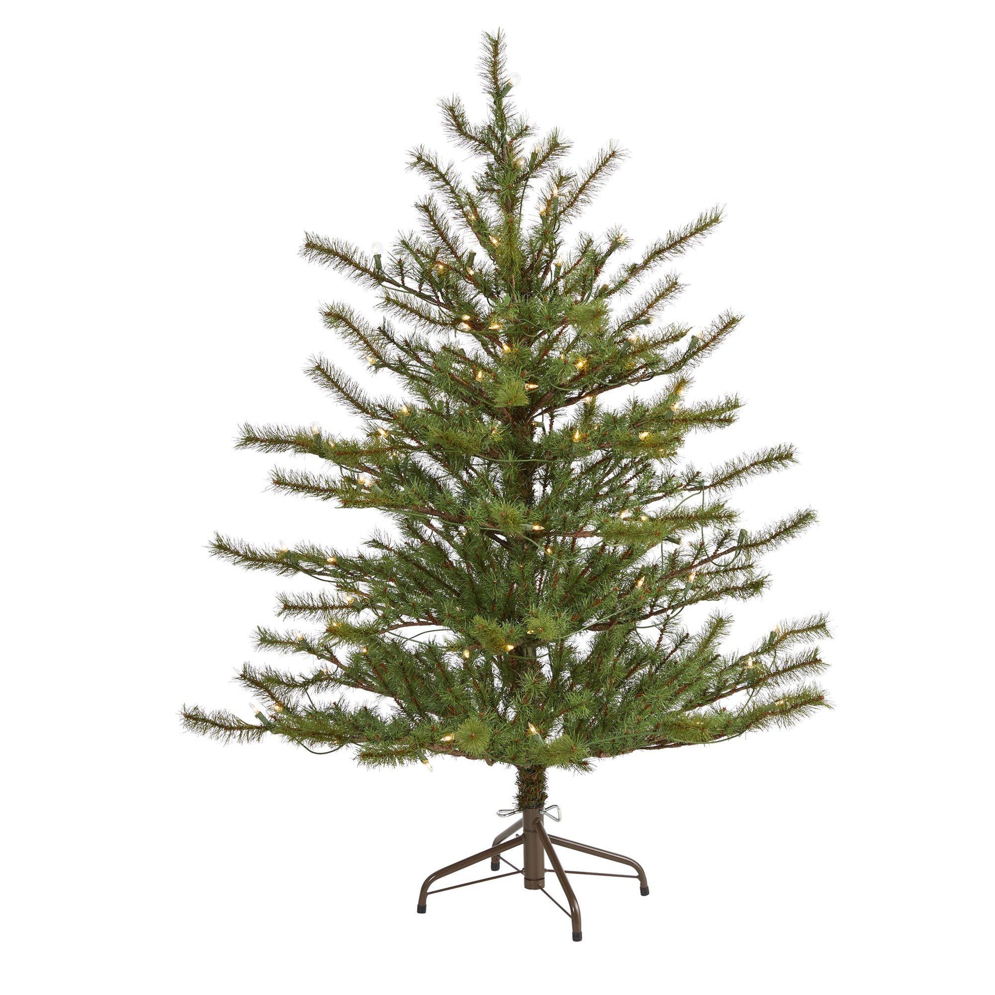 4’ Vancouver Mountain Pine Artificial Christmas Tree with 100 Clear Lights and 374 Bendable Branches - Green - Nearly