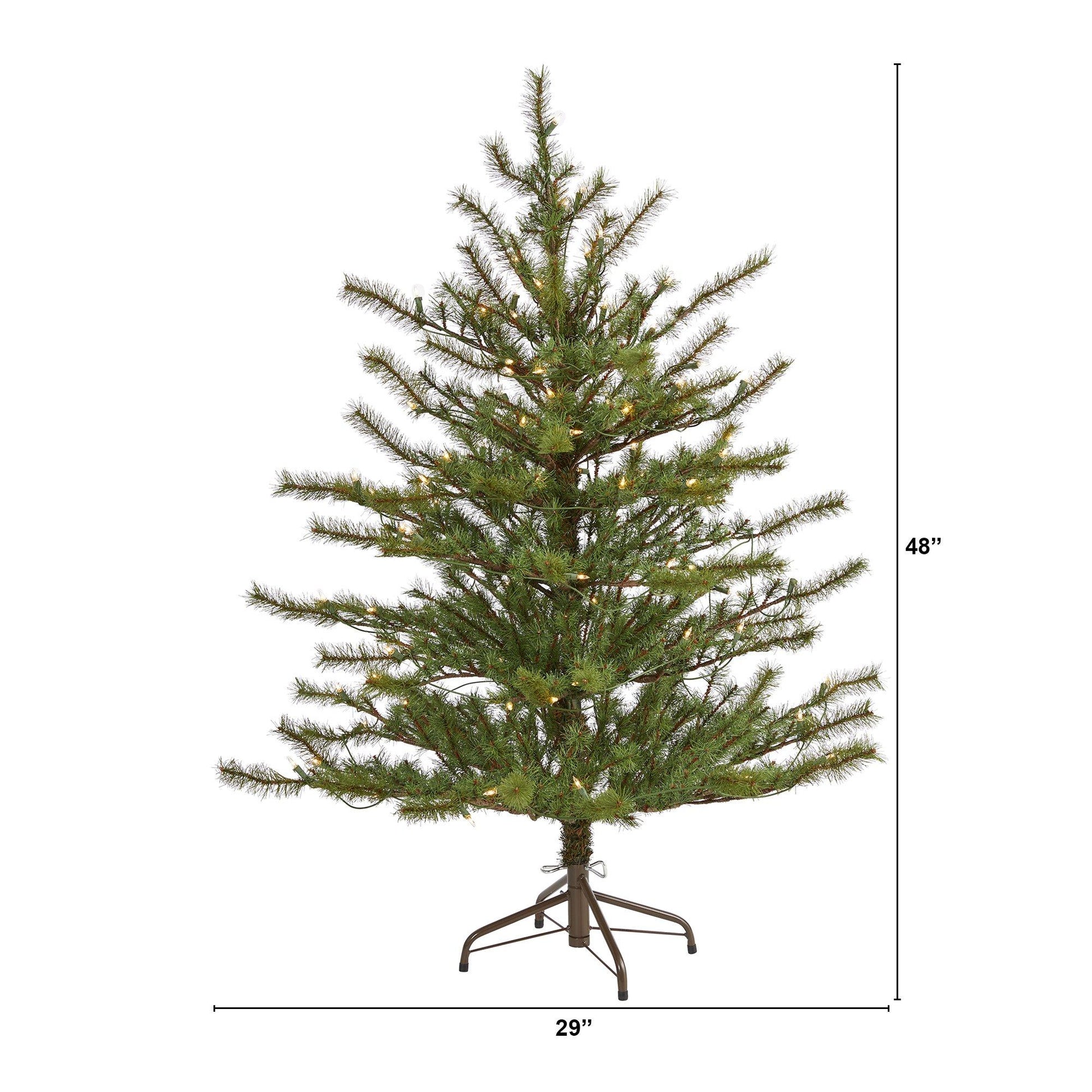 4’ Vancouver Mountain Pine Artificial Christmas Tree with 100 Clear Lights and 374 Bendable Branches - Green - Nearly