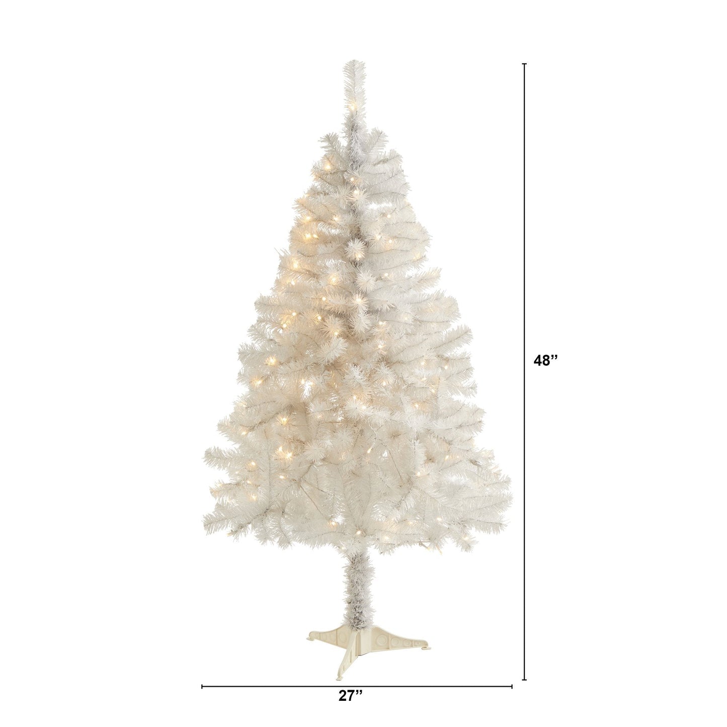 Sapin de Noël artificiel blanc de 4 pi avec 100 lumières LED transparentes