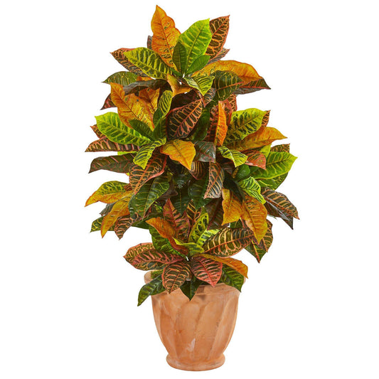 40” Croton Artificial Plant in Terra Cotta Planter (Real Touch)