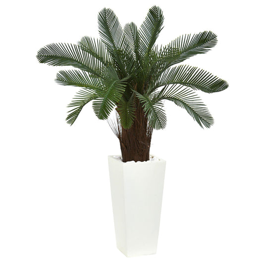 Árbol artificial Cycas de 40" en macetero tipo torre blanco (interior/exterior)