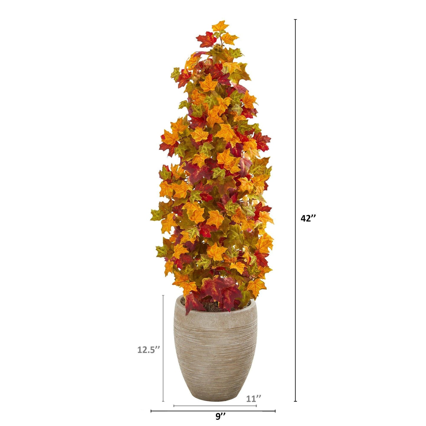 Arbre artificiel d'érable d'automne de 42 po dans une jardinière couleur sable