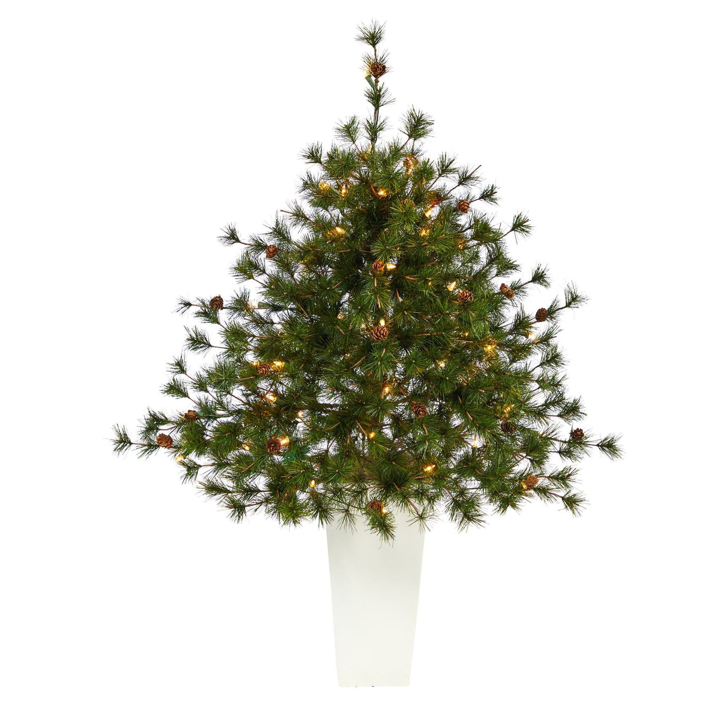 Árbol de Navidad artificial de pino de montaña de Colorado de 44" con 50 luces transparentes. 171 ramas flexibles y piñas en maceta