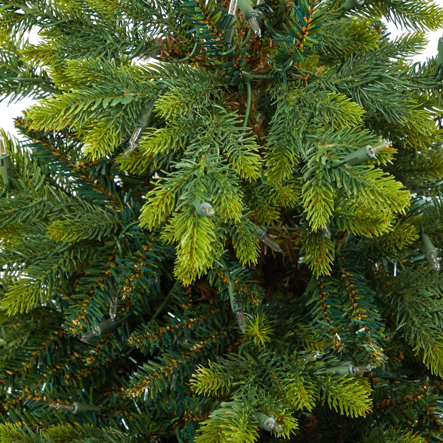 Árbol de Navidad artificial de abeto de Carolina del Norte de 44" con 150 luces transparentes y 563 ramas flexibles en maceta de torre roja