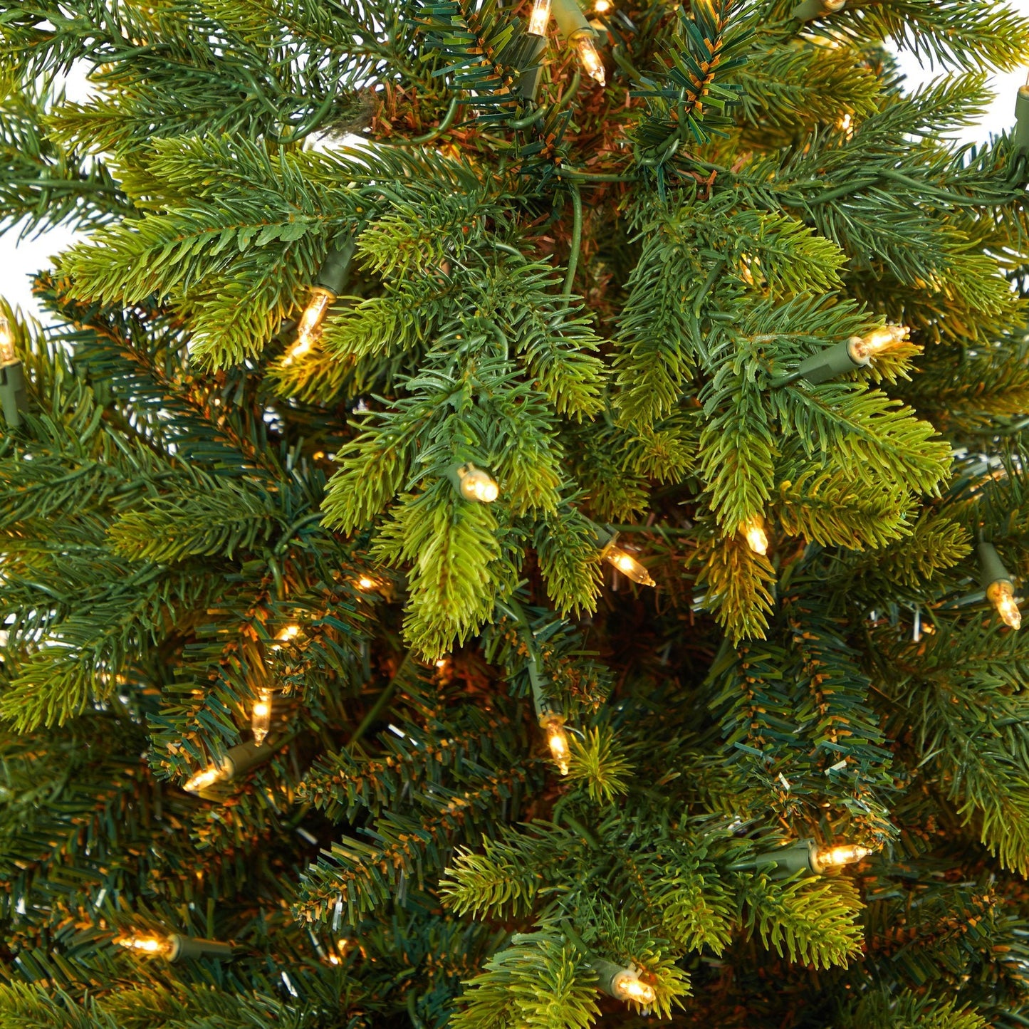 Árbol de Navidad artificial de abeto de Carolina del Norte de 44" con 150 luces transparentes y 563 ramas flexibles en maceta de torre roja