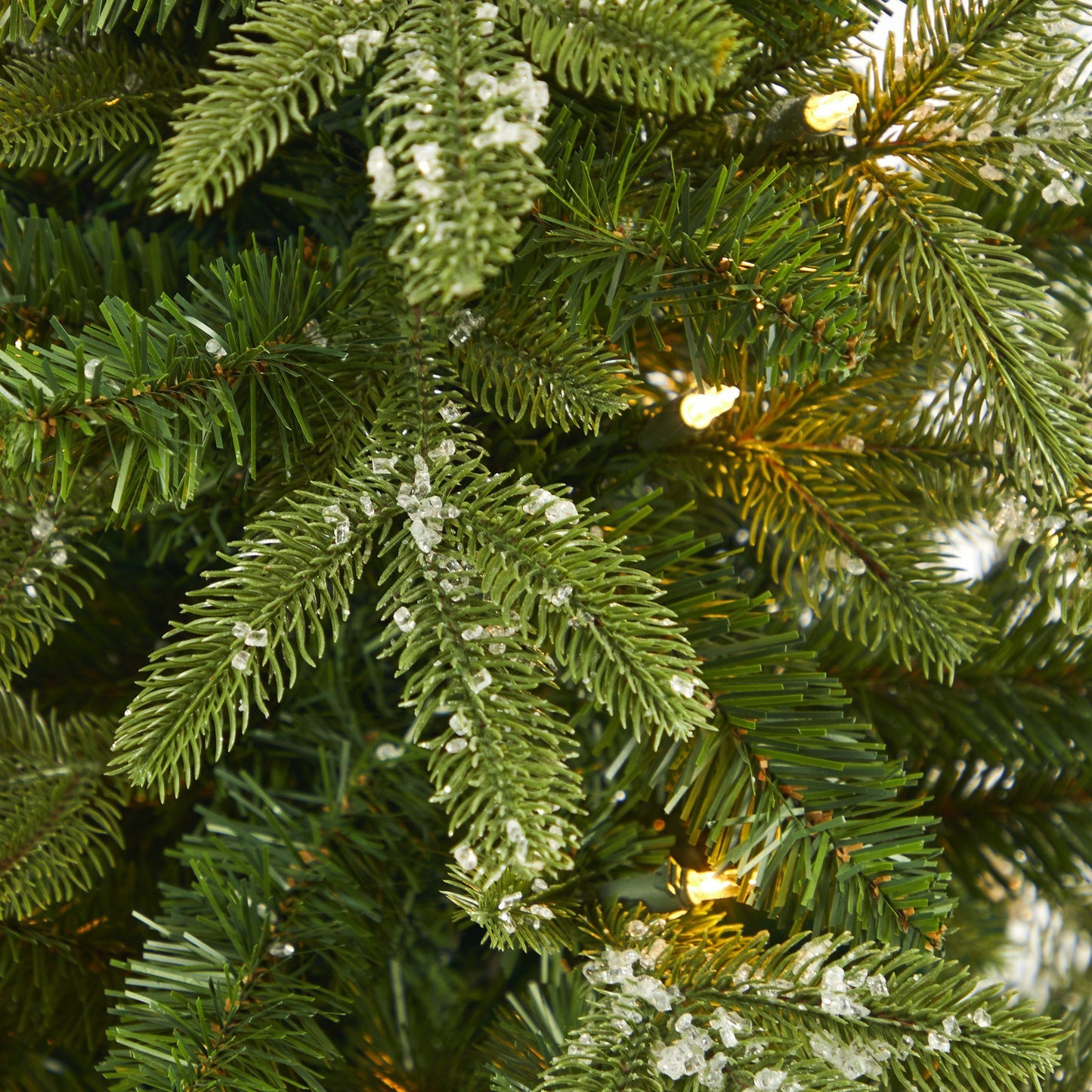 Árbol de Navidad artificial de abeto Grand Teton nevado de 44" con 50 luces transparentes y 111 ramas flexibles en maceta roja