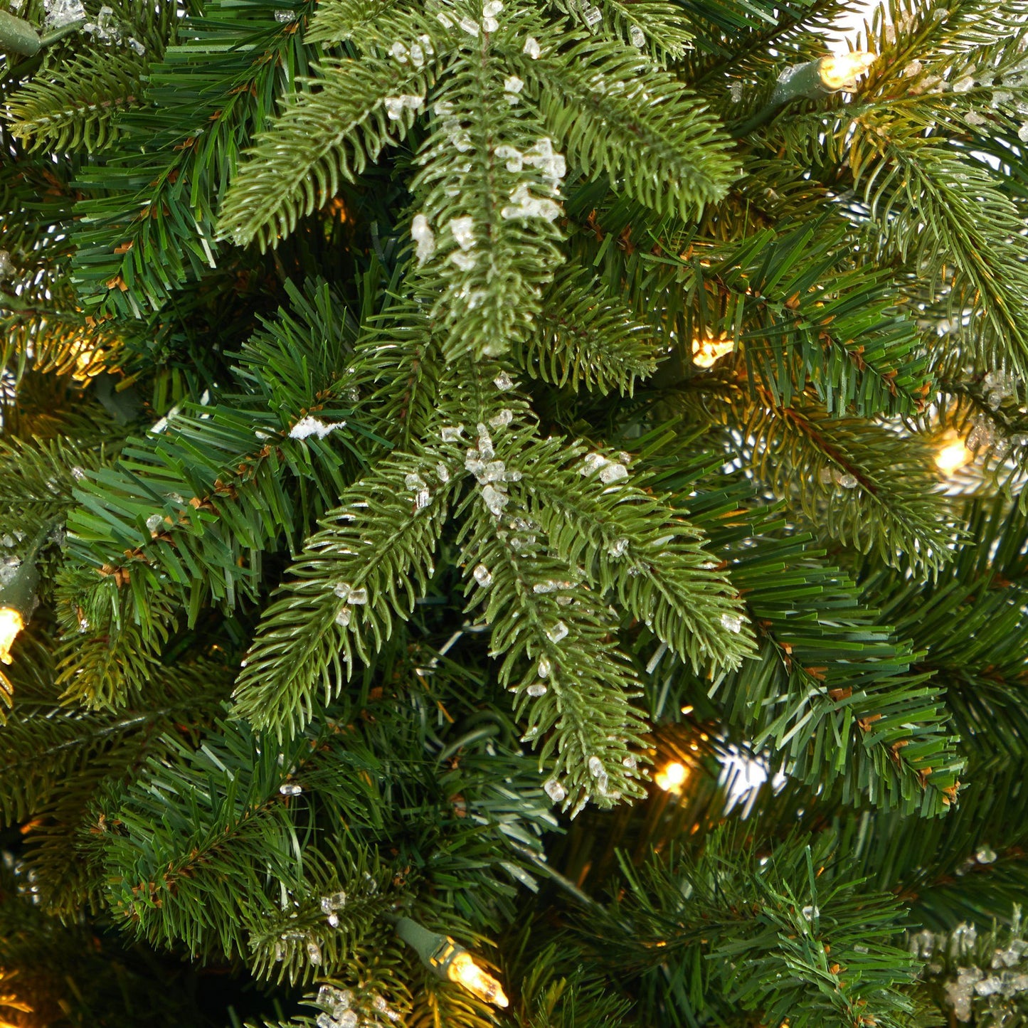 Árbol de Navidad artificial de abeto Grand Teton nevado de 44" con 50 luces transparentes y 111 ramas flexibles en maceta roja