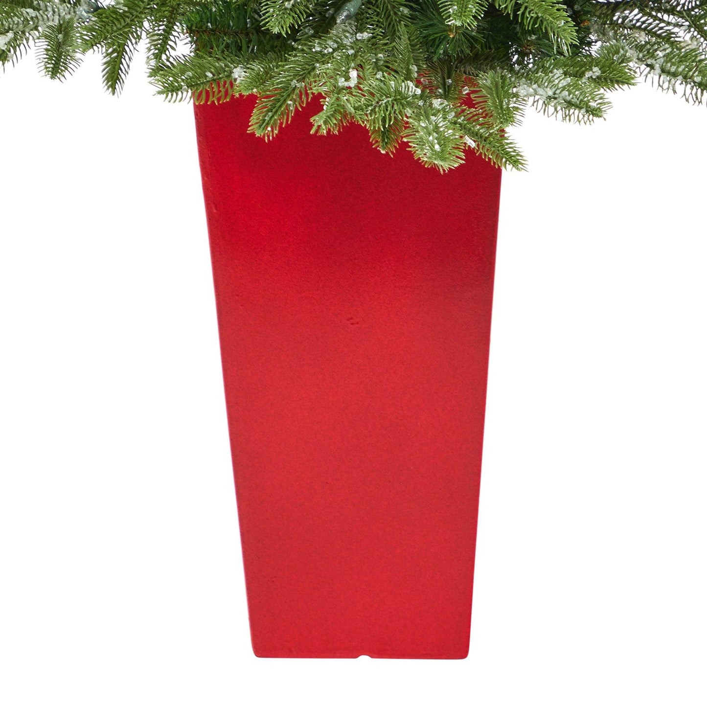 Árbol de Navidad artificial de abeto Grand Teton nevado de 44" con 50 luces transparentes y 111 ramas flexibles en maceta roja