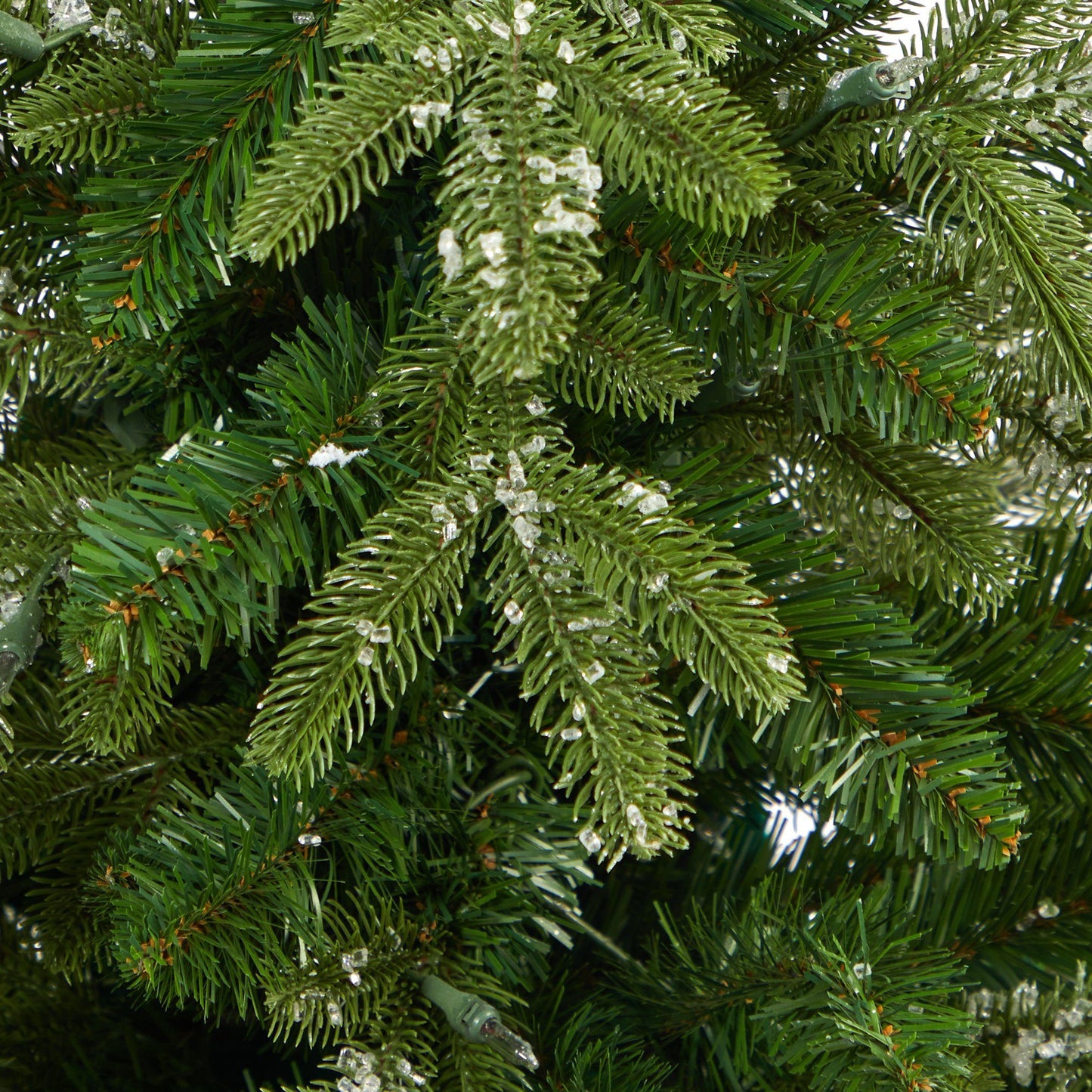 Árbol de Navidad artificial de abeto Grand Teton nevado de 44" con 50 luces transparentes y 111 ramas flexibles en maceta roja