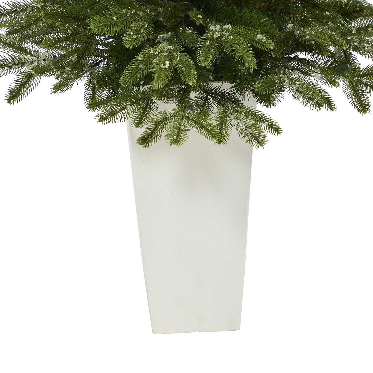 Árbol de Navidad artificial de abeto Grand Teton nevado de 44" con 50 luces transparentes y 111 ramas flexibles en maceta roja