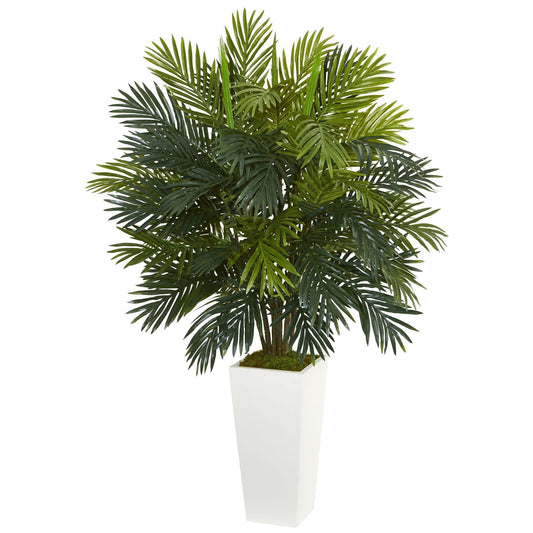 Planta artificial de palma areca de 45" en macetero de torre blanco