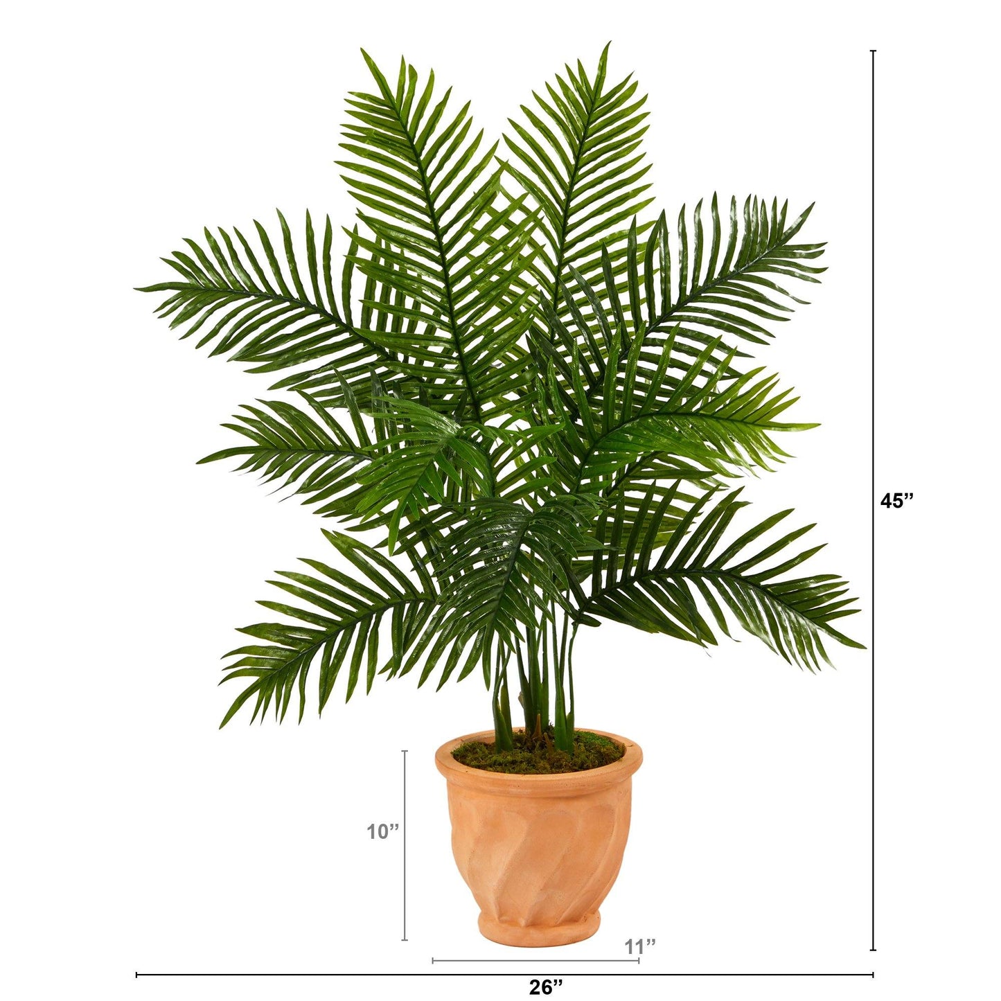 Palmera artificial de areca de 45” en macetero de terracota (tacto real)