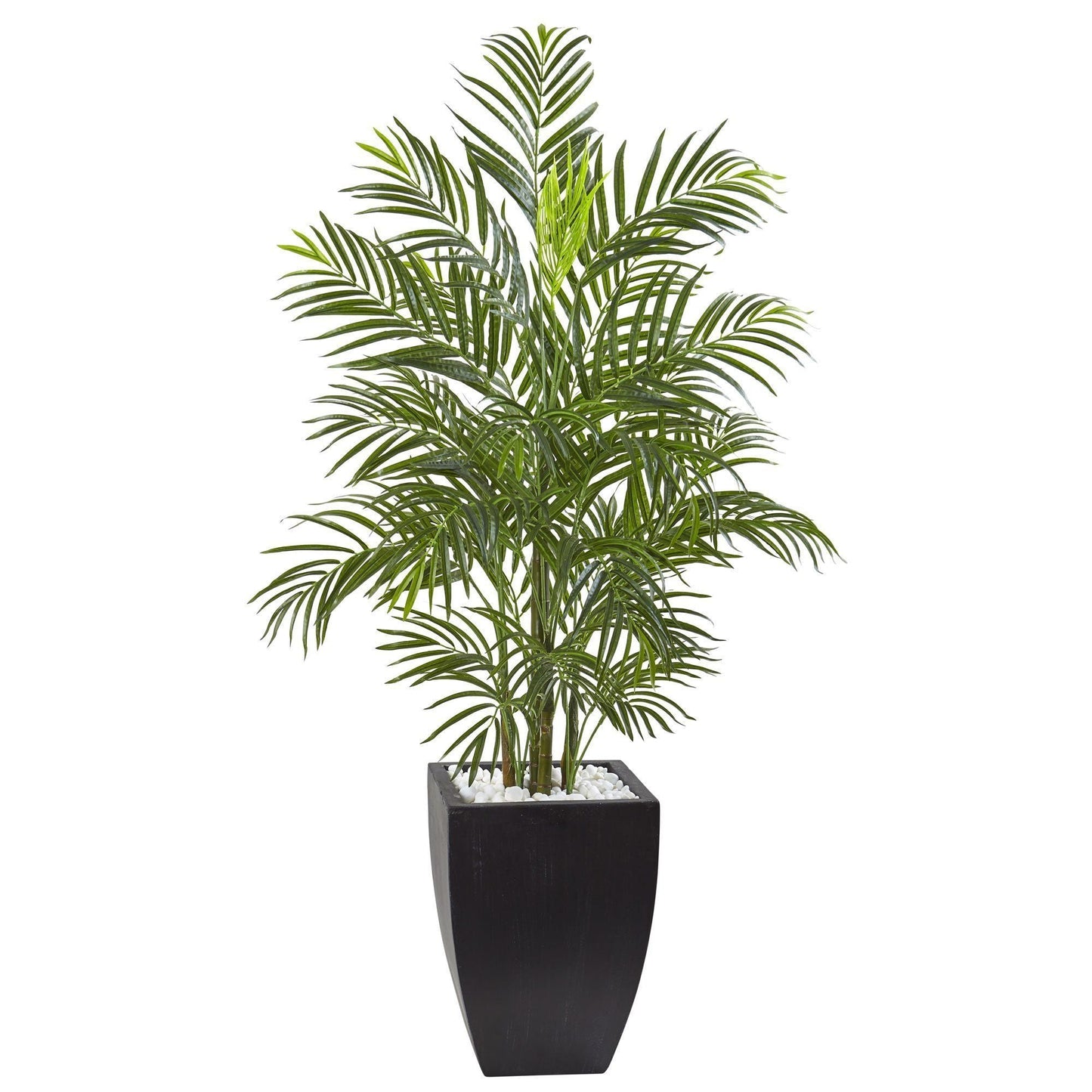 Palmier Areca de 4,5 pi avec jardinière noire résistante aux UV (intérieur/extérieur)