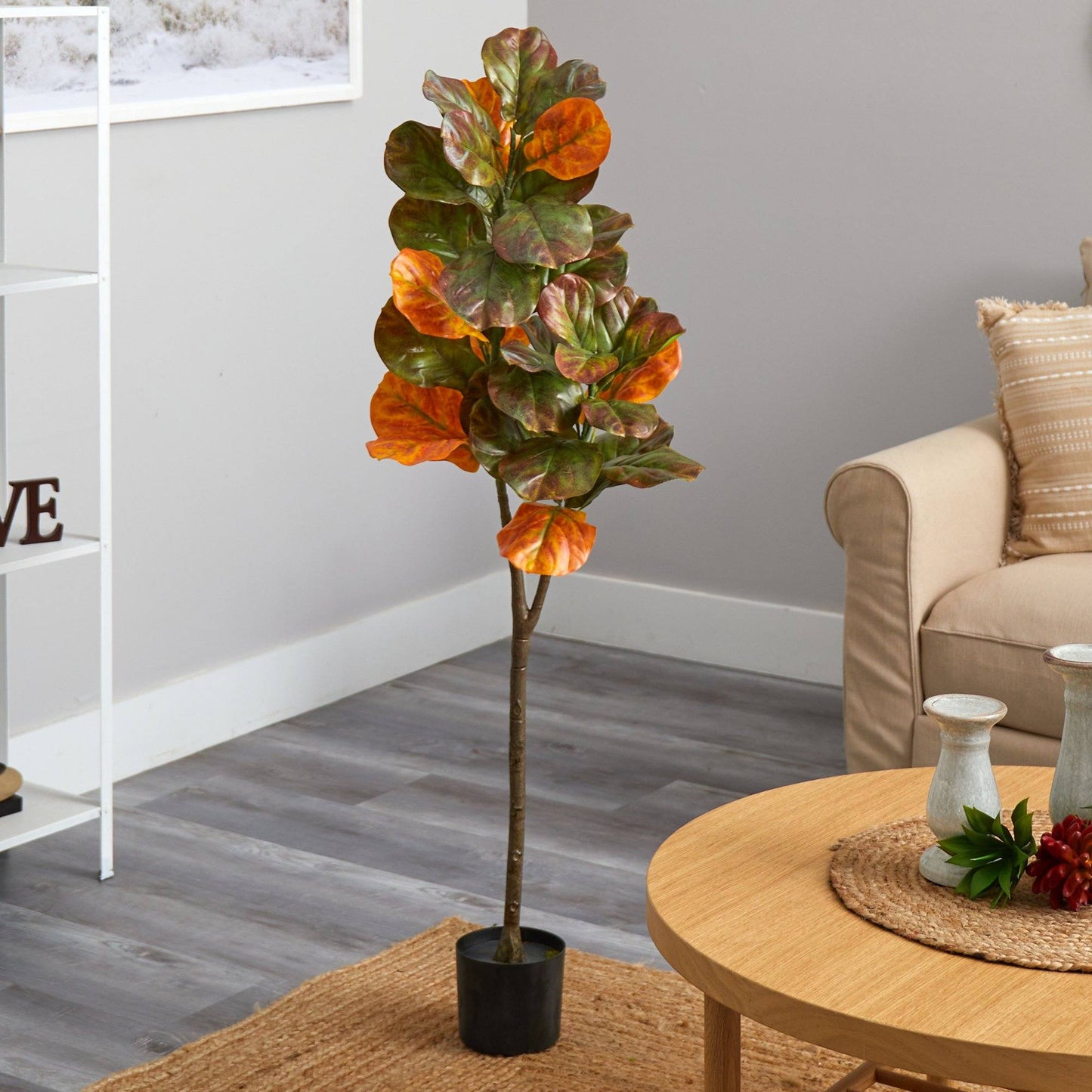 4.5’ Autumn Fiddle Leaf Artificial Fall Tree