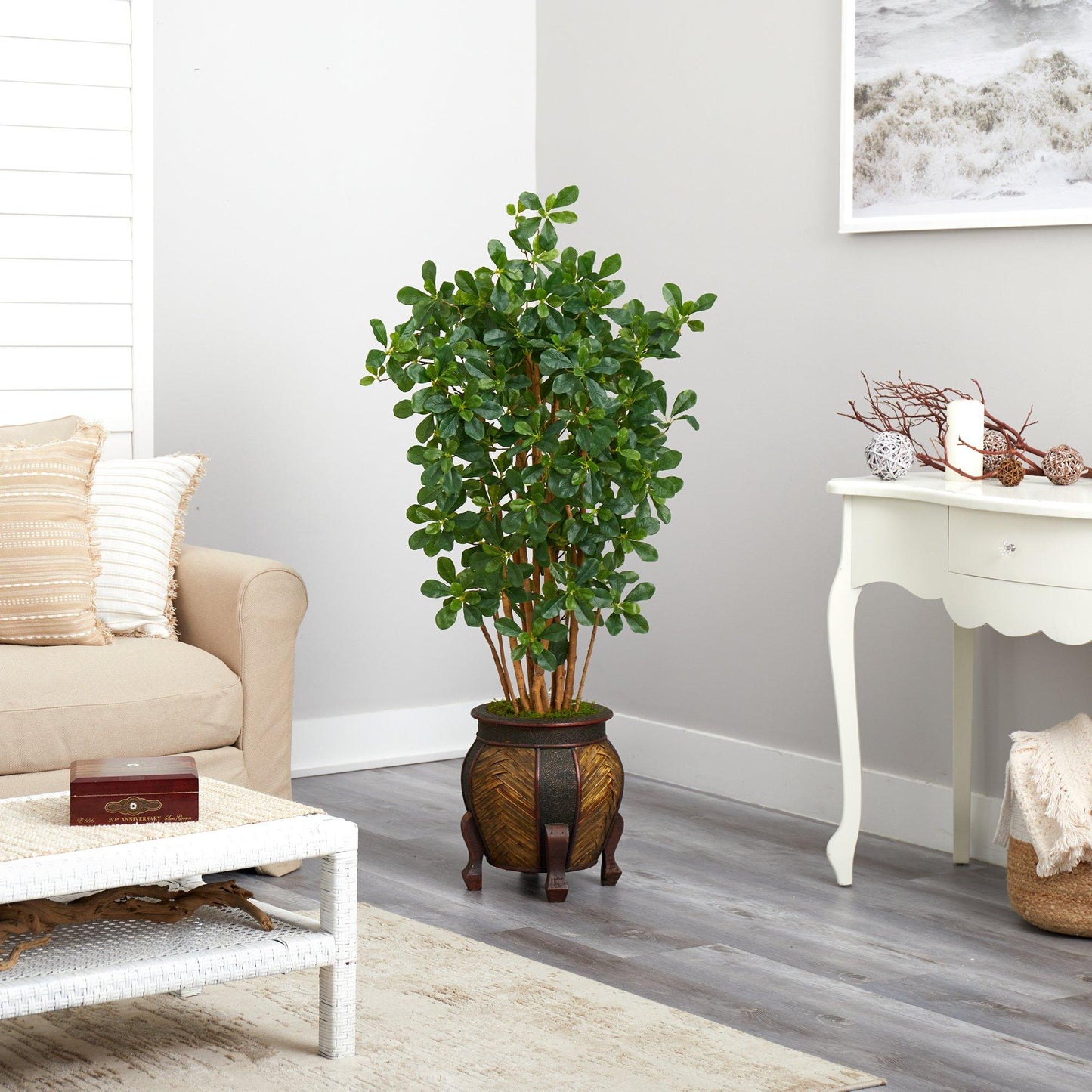 4.5’ Black Olive Artificial Tree in Decorative Planter