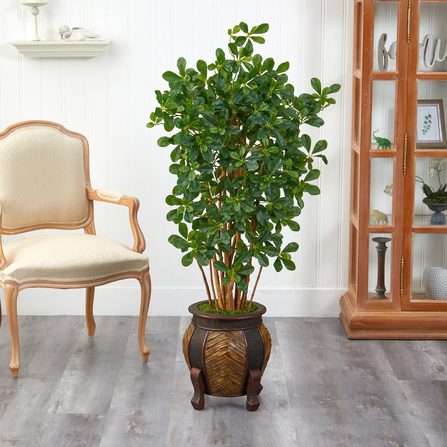 4.5’ Black Olive Artificial Tree in Decorative Planter