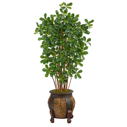 4.5’ Black Olive Artificial Tree in Decorative Planter