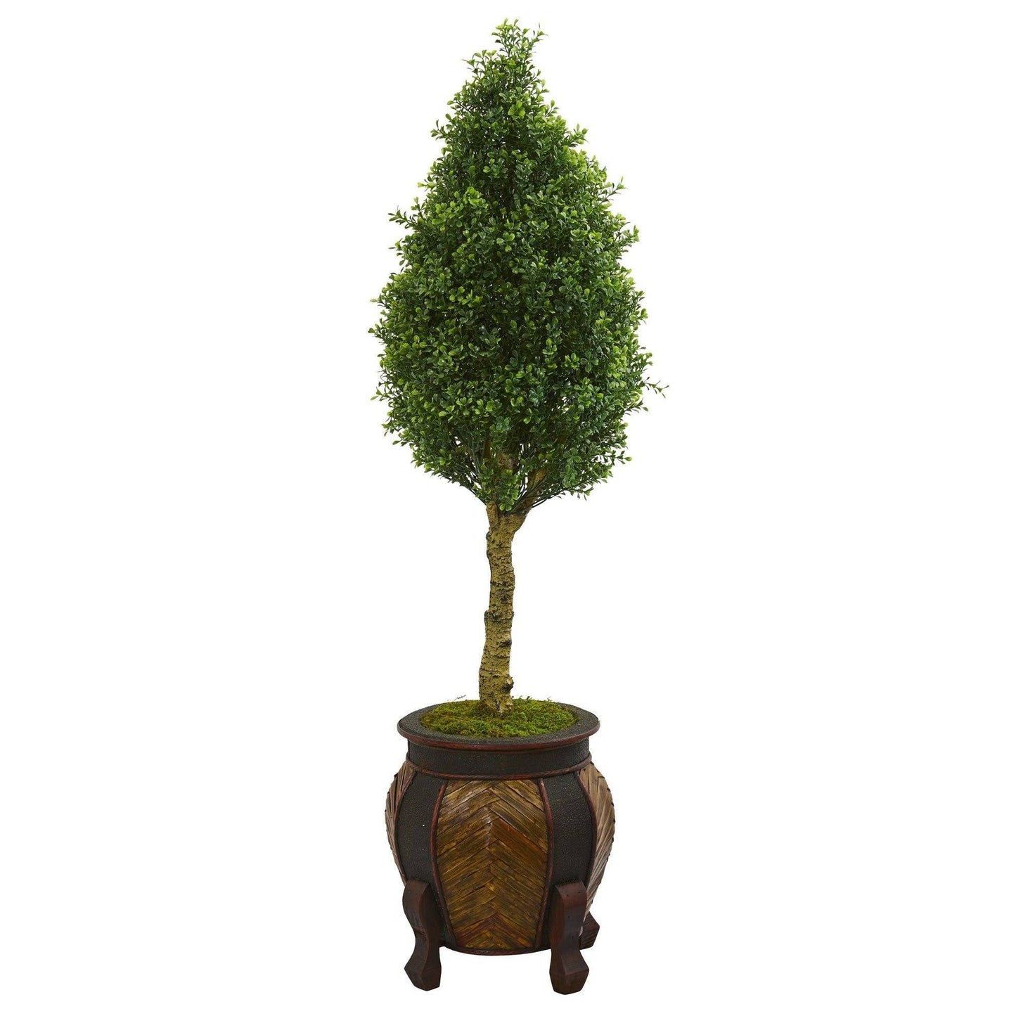 Árbol artificial de boj de 4,5 pies en maceta decorativa