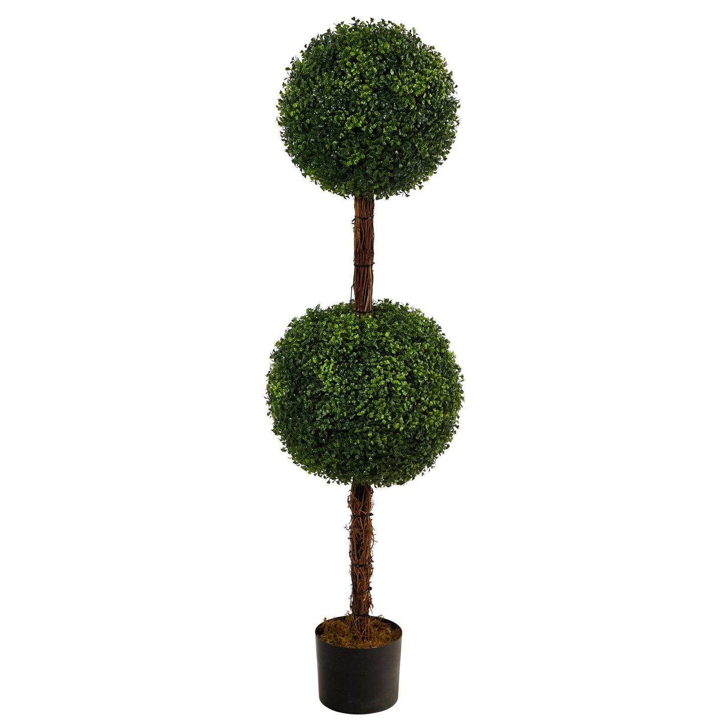 Arbre topiaire artificiel en buis à double boule de 4,5 pi (intérieur/extérieur)