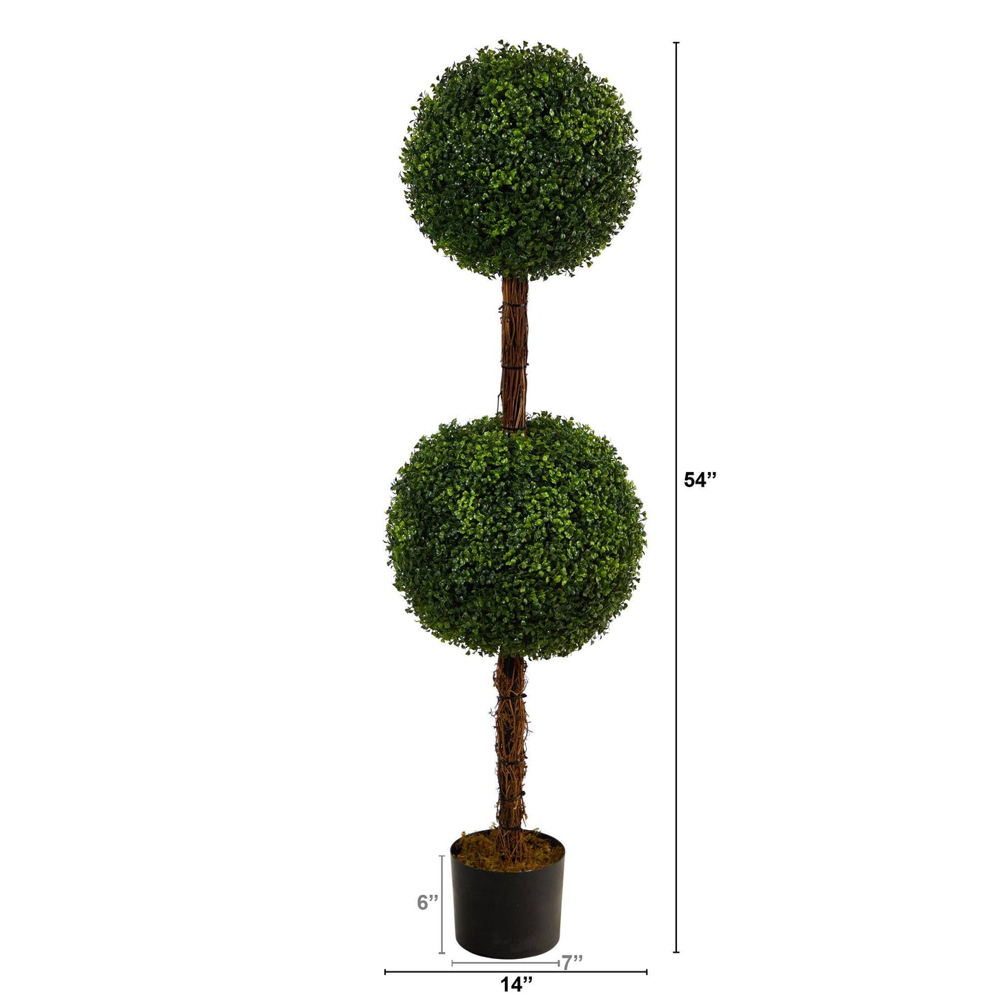 Arbre topiaire artificiel en buis à double boule de 4,5 pi (intérieur/extérieur)