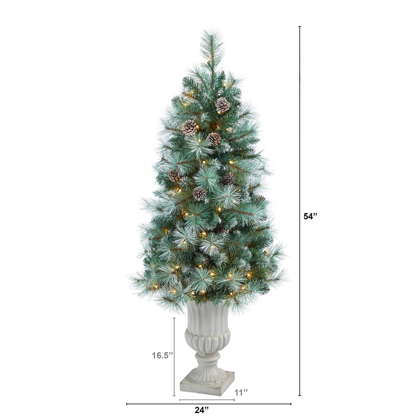 Árbol de Navidad artificial de pino de montaña de Columbia Británica con punta esmerilada de 4,5 pies y urna