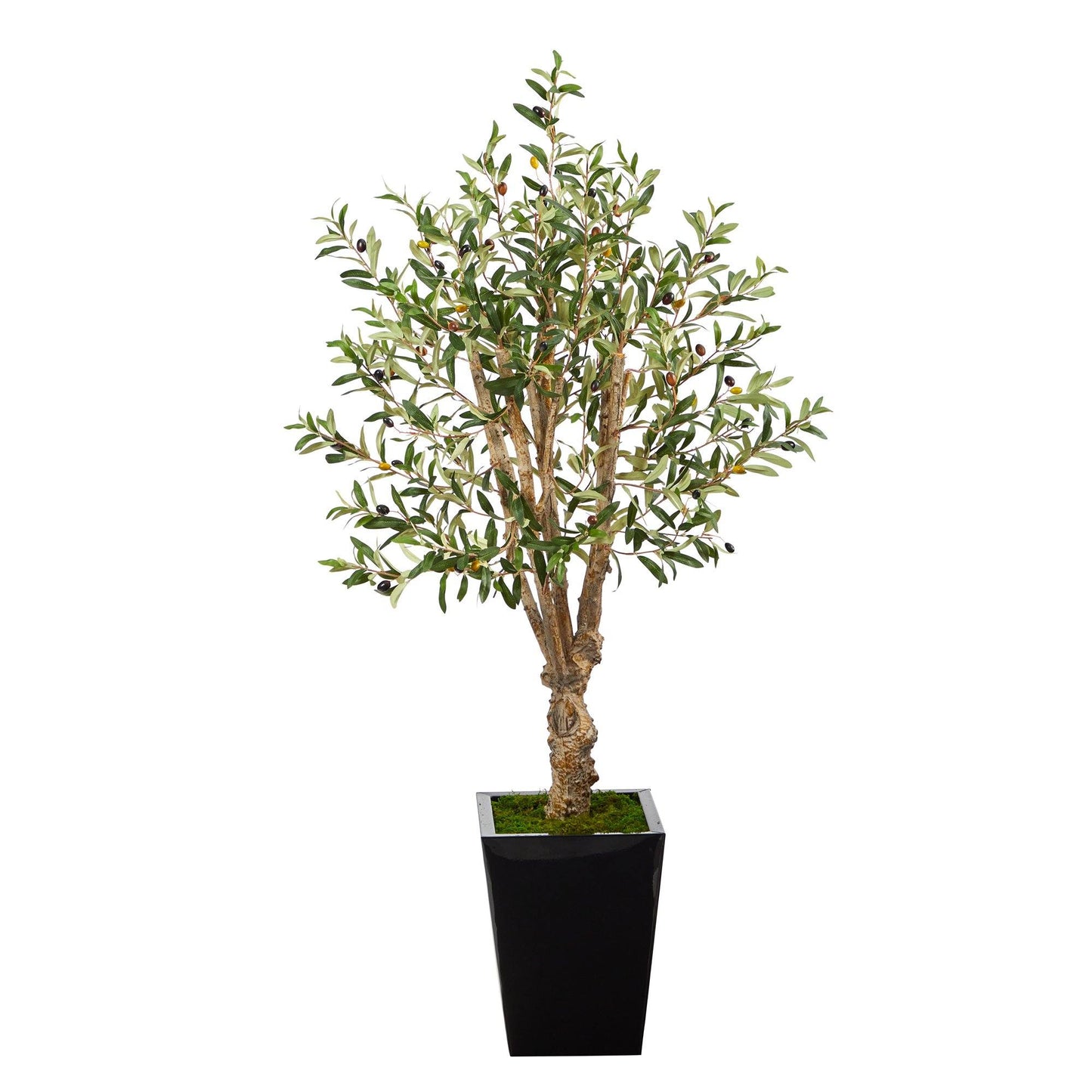 4.5’ Olive Artificial Tree in Black Metal Planter