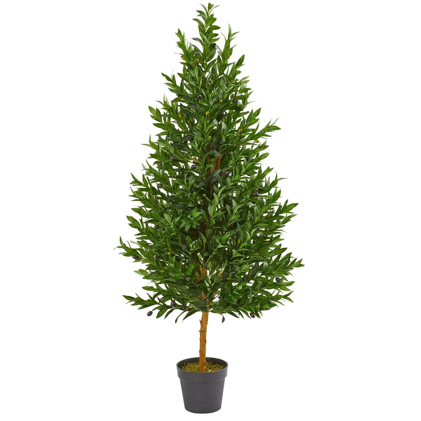 Árbol topiario artificial de cono de olivo de 4,5 pies resistente a los rayos UV (interior/exterior)