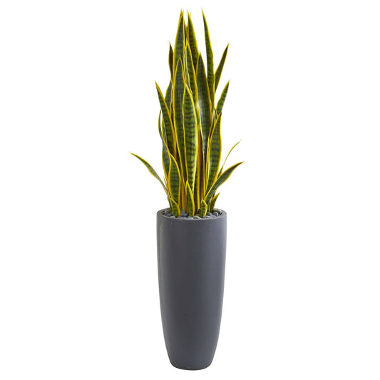 4.5’ Sansevieria Artificial Plant in Gray Planter