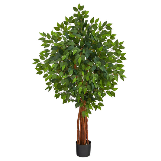 Árbol ficus artificial de lujo de 4,5 pies con tronco natural