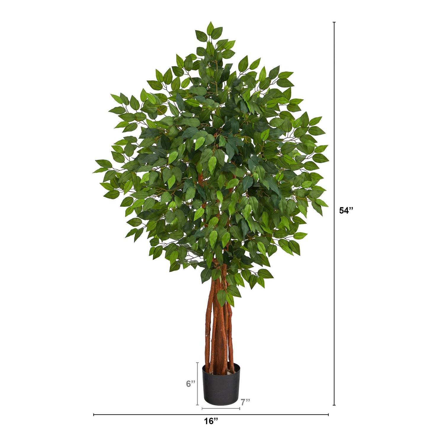 Árbol ficus artificial de lujo de 4,5 pies con tronco natural