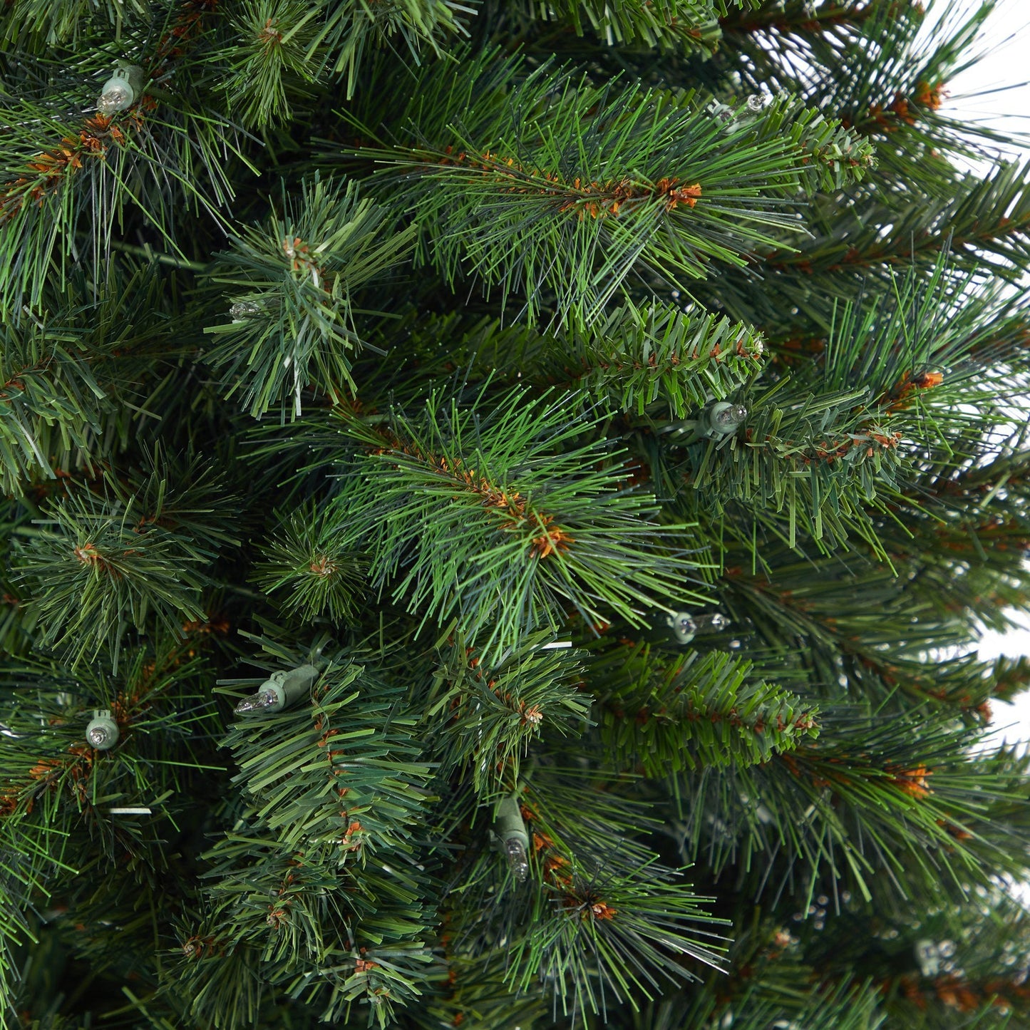 Árbol de Navidad artificial de pino de montaña de Virginia Occidental de 4,5 pies con 100 luces transparentes y 322 ramas flexibles en maceta con estampado floral