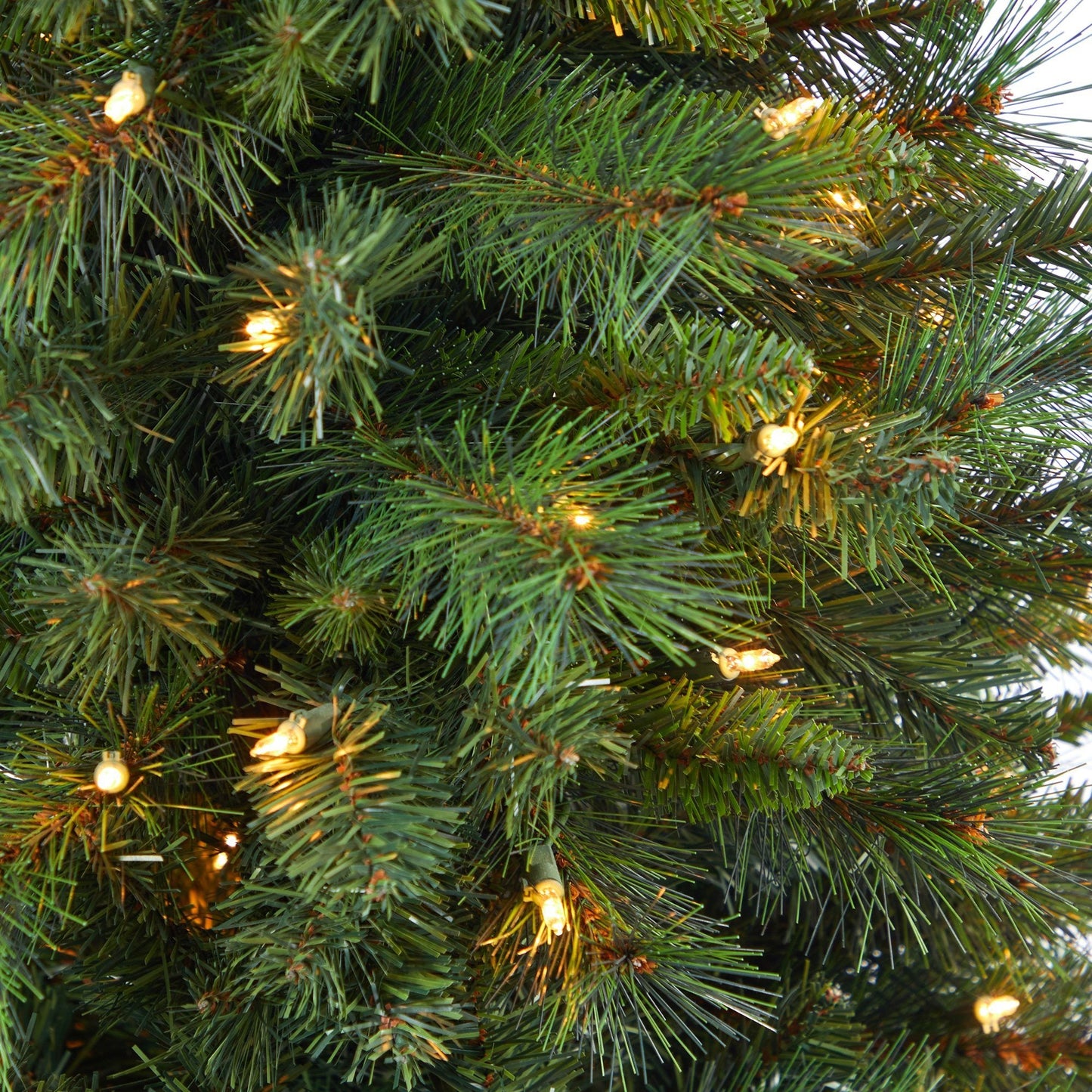 Árbol de Navidad artificial de pino de montaña de Virginia Occidental de 4,5 pies con 100 luces transparentes y 322 ramas flexibles en maceta con estampado floral