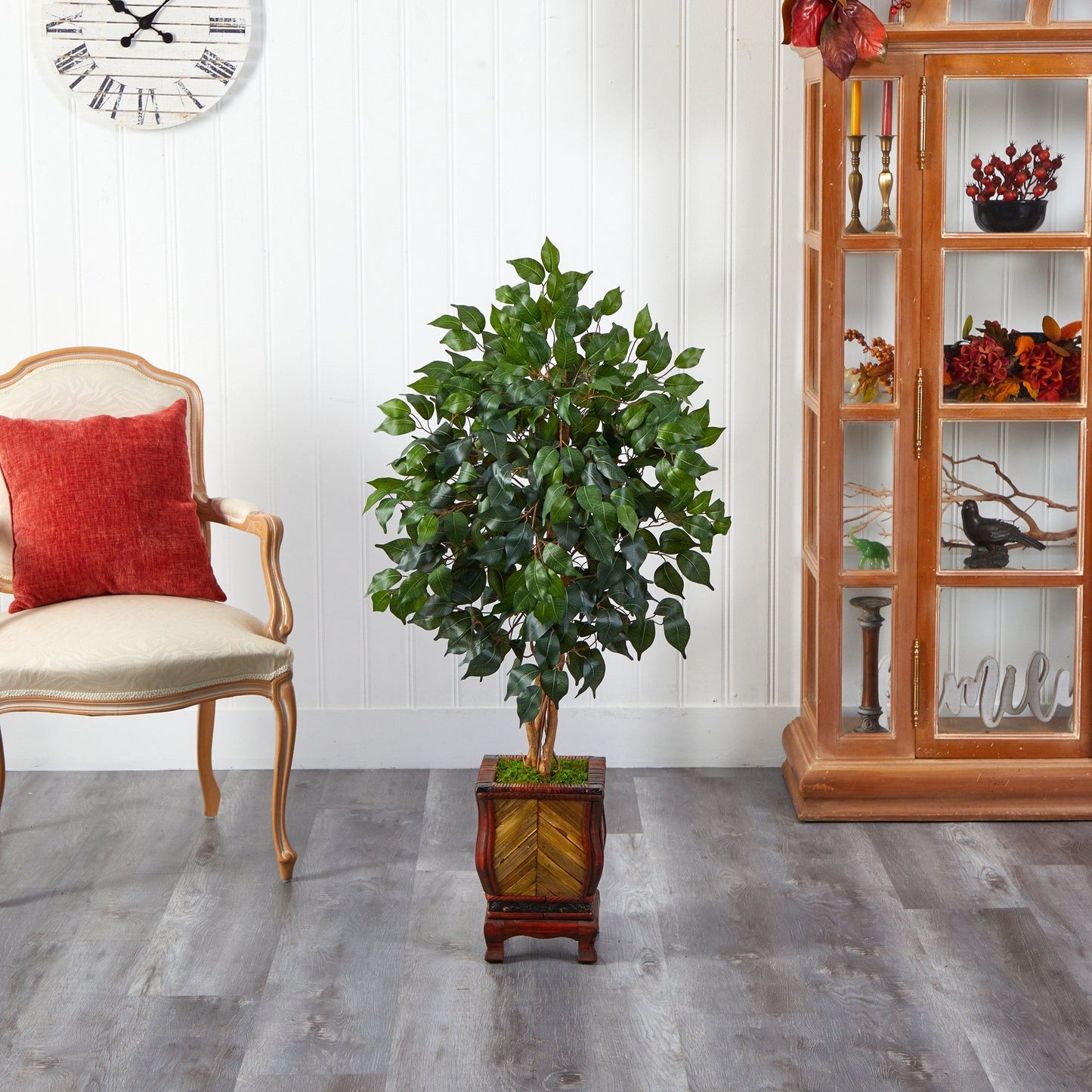 Árbol ficus artificial de 46” en macetero decorativo