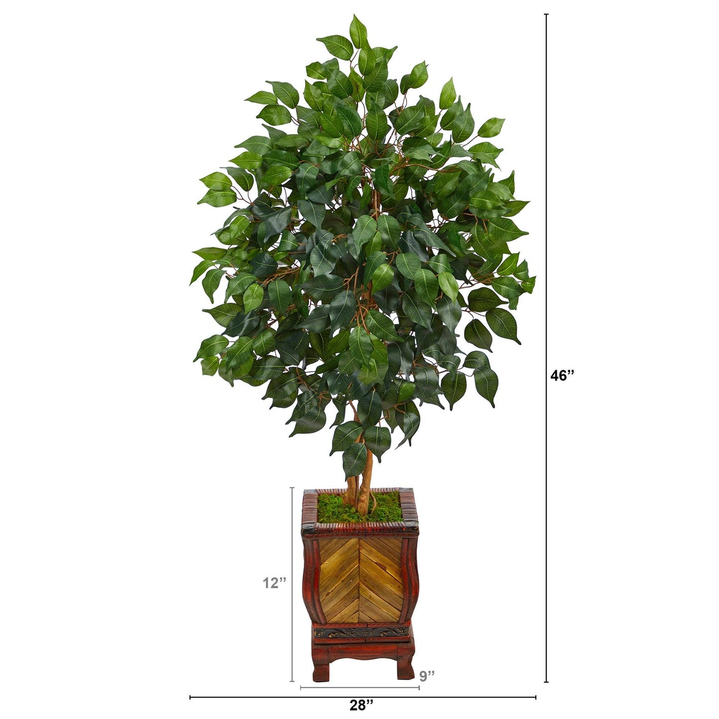 Árbol ficus artificial de 46” en macetero decorativo