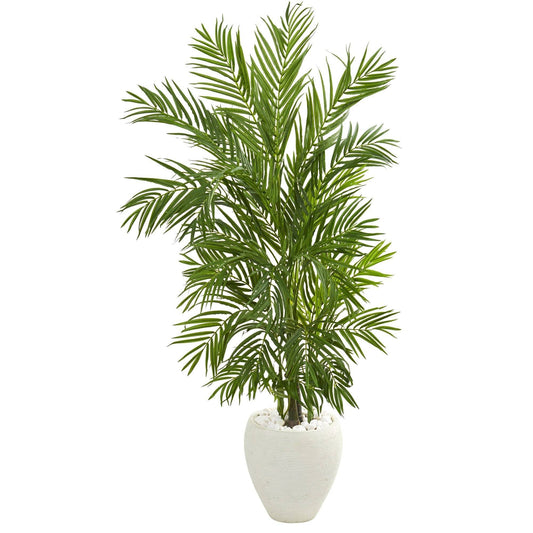 Palmera areca artificial de 5 pies en maceta blanca