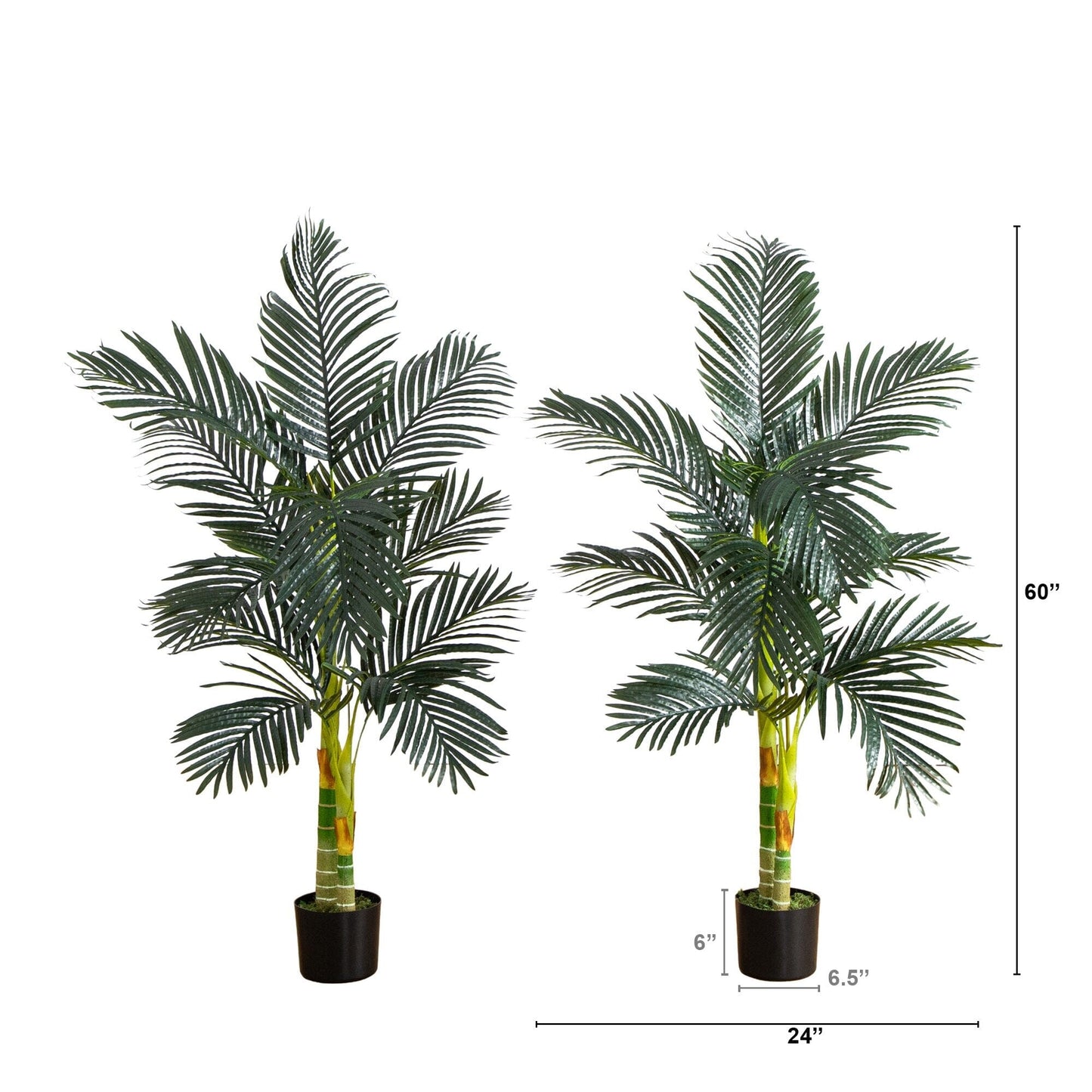 5’ Artificial Double Stalk Golden Cane Palm Tree- Set of 2