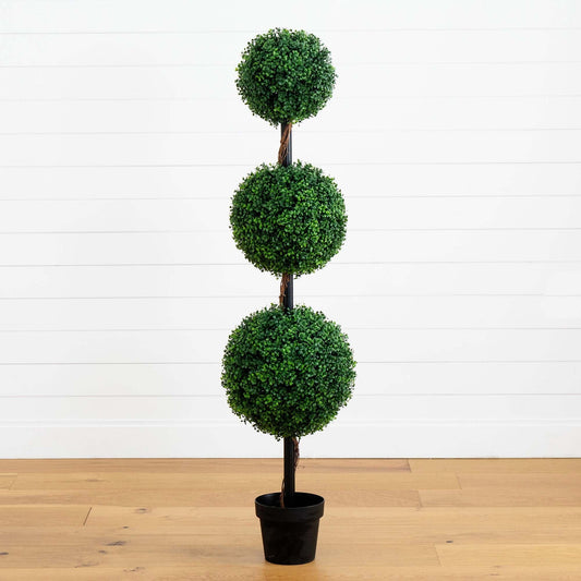 5’ Artificial Triple Ball Boxwood Topiary Tree (Indoor/Outdoor)