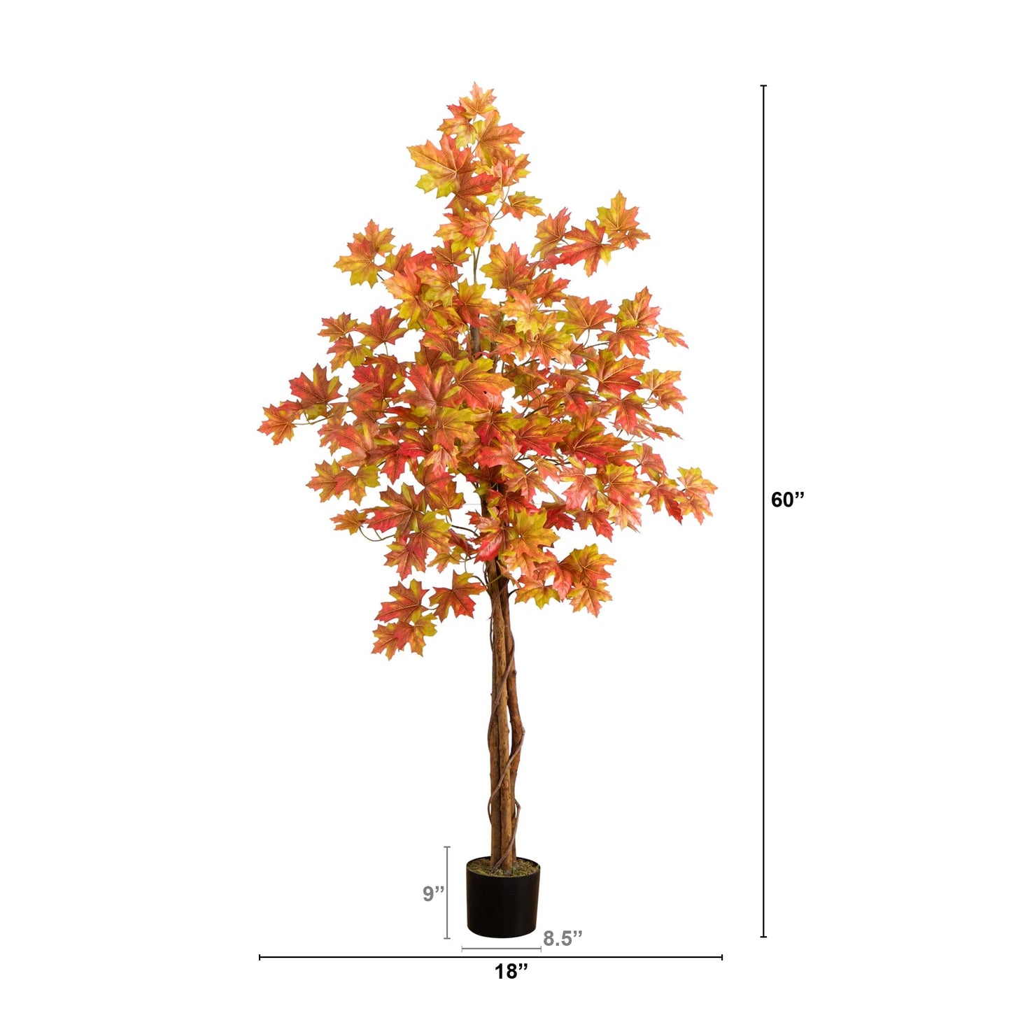 5’ Autumn Deluxe Maple Artificial Fall Tree