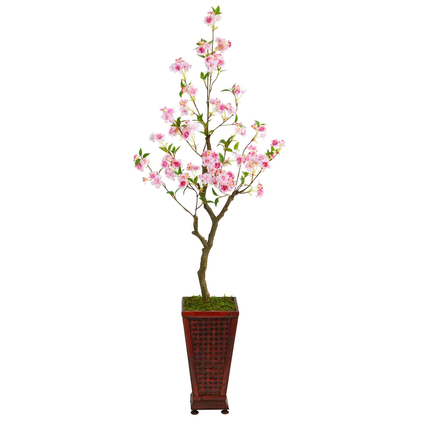 Árbol de cerezo artificial de 5 pies en maceta decorativa