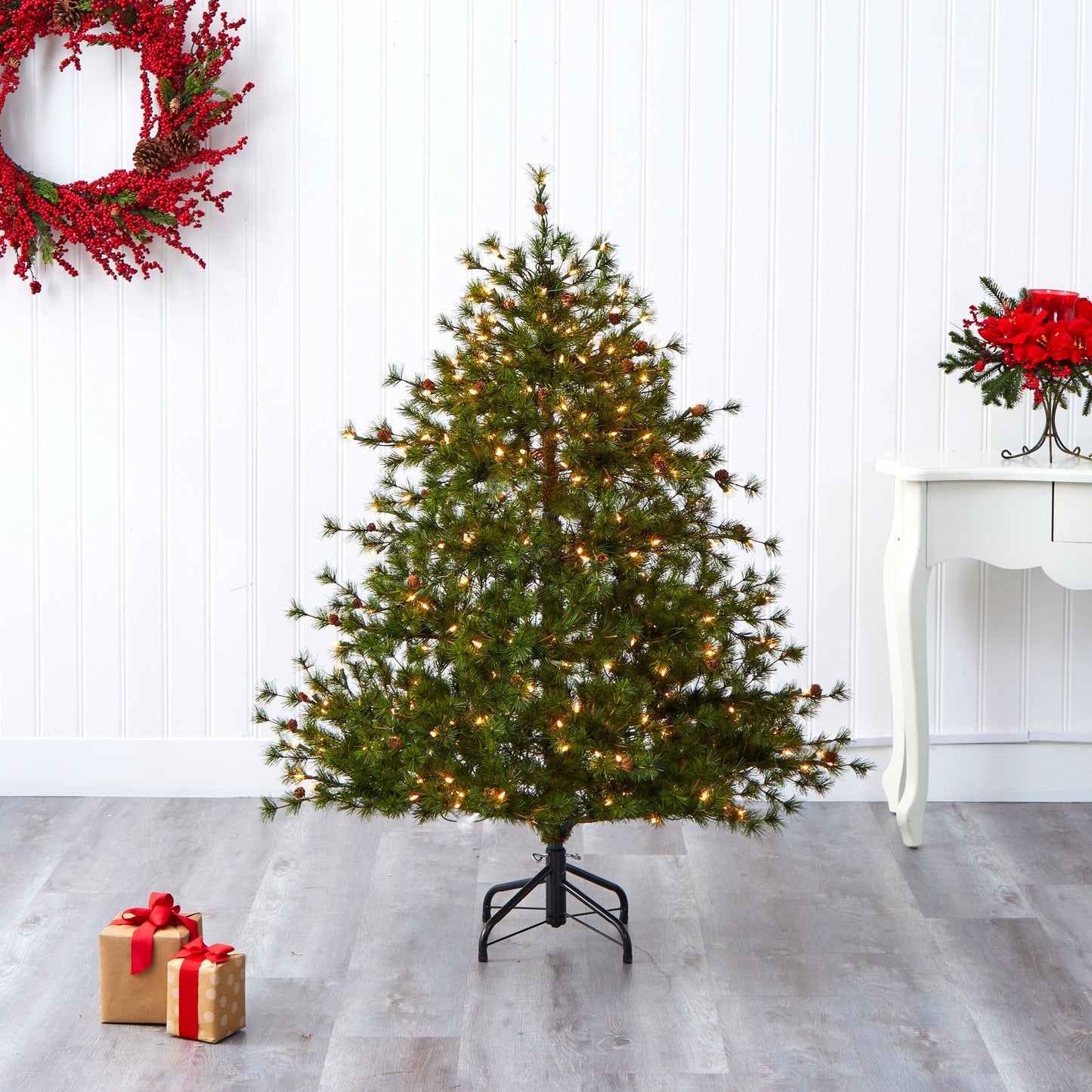 5’ Colorado Mountain Pine Artificial Christmas Tree with 250 Lights, 669 Branches and Pine Cones