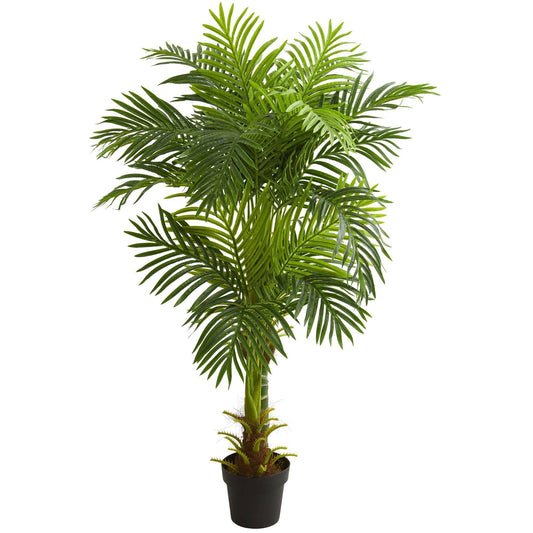 Palmera hawaiana artificial de tallo doble de 5 pies